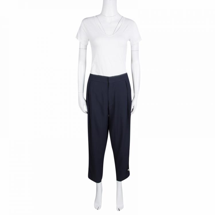 Pre Owned Chloe Navy Blue High Waist Arrow Embellished Pants M