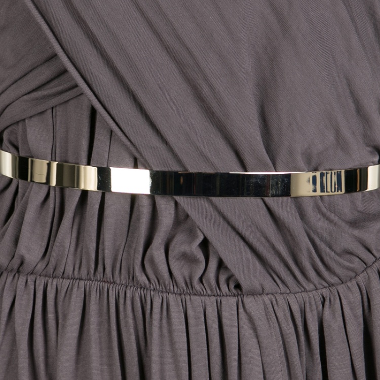 Pre Owned Chloe Purple Draped Belted Sleeveless Maxi Dress M