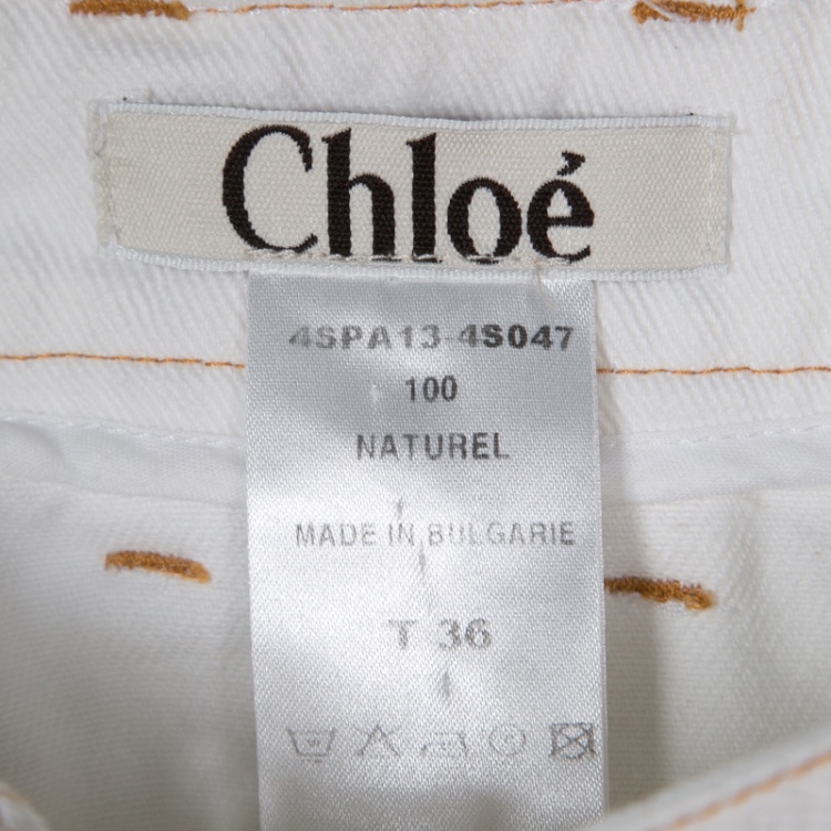 Pre Owned Chloe Off White Flared Bottom Jeans S