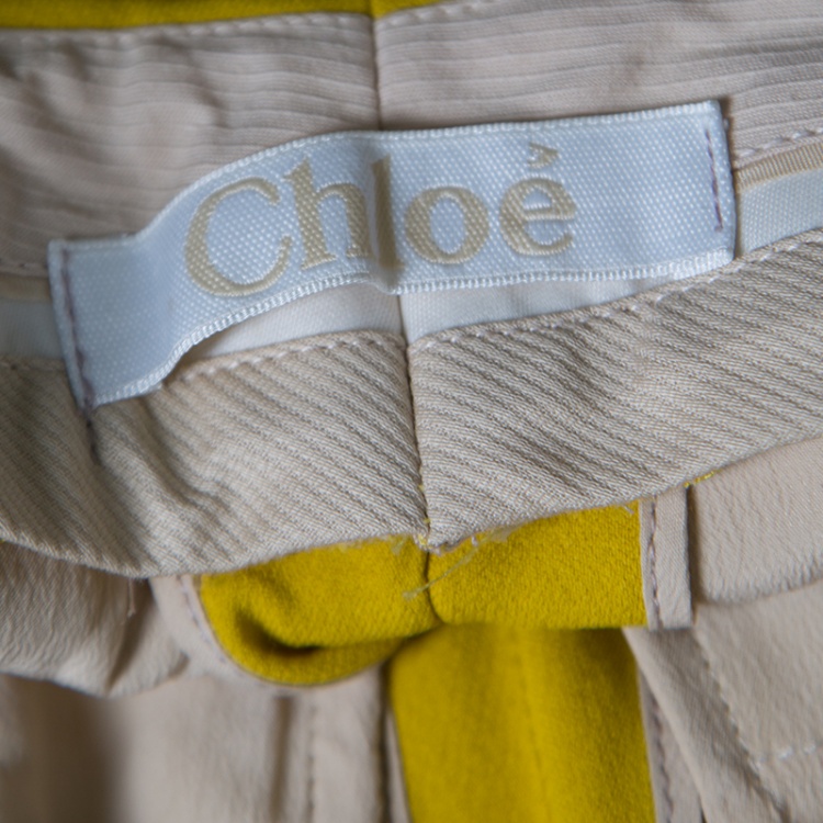 Pre Owned Chloe Mustard Yellow High Waist Cropped Trousers S