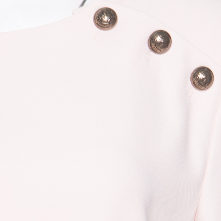 Pre Owned Chloe Light Powder Pink Gold Shoulder Button Detail Shift Dress L