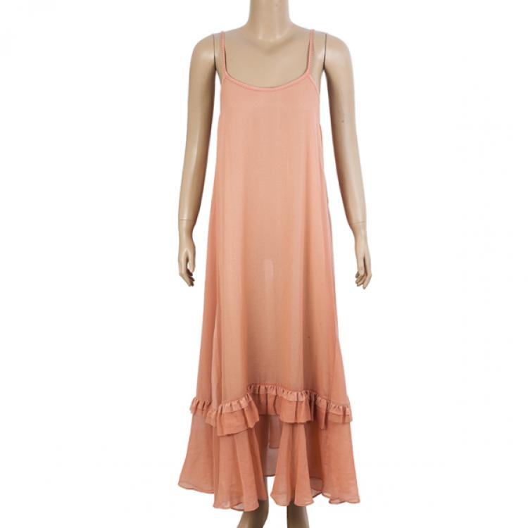 Pre Owned See By Chloe Midi Ruffled Hem Dress L