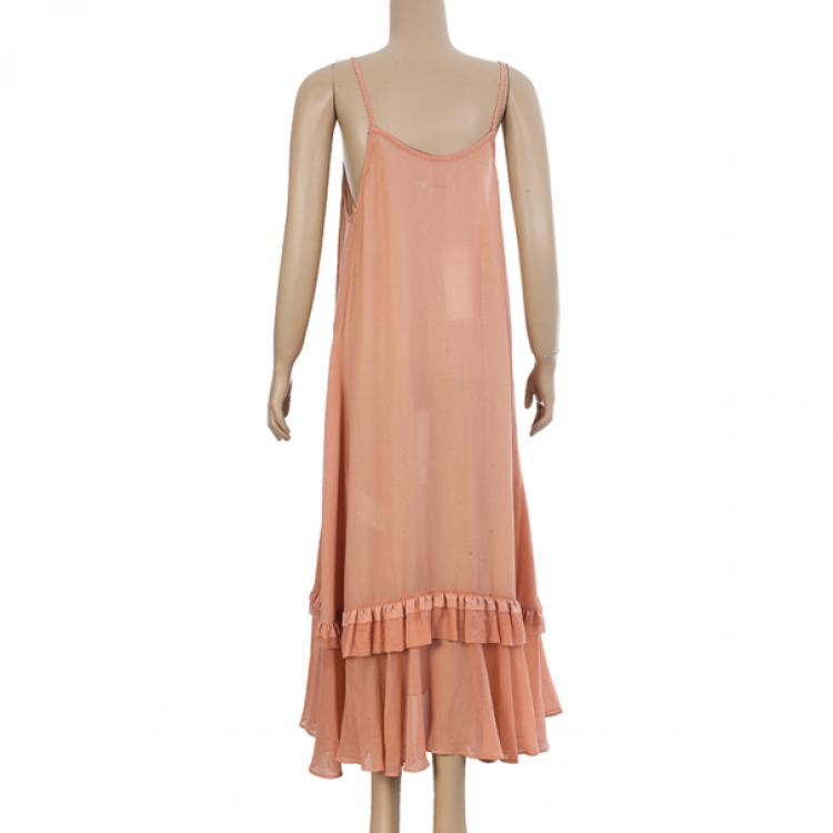 Pre Owned See By Chloe Midi Ruffled Hem Dress L