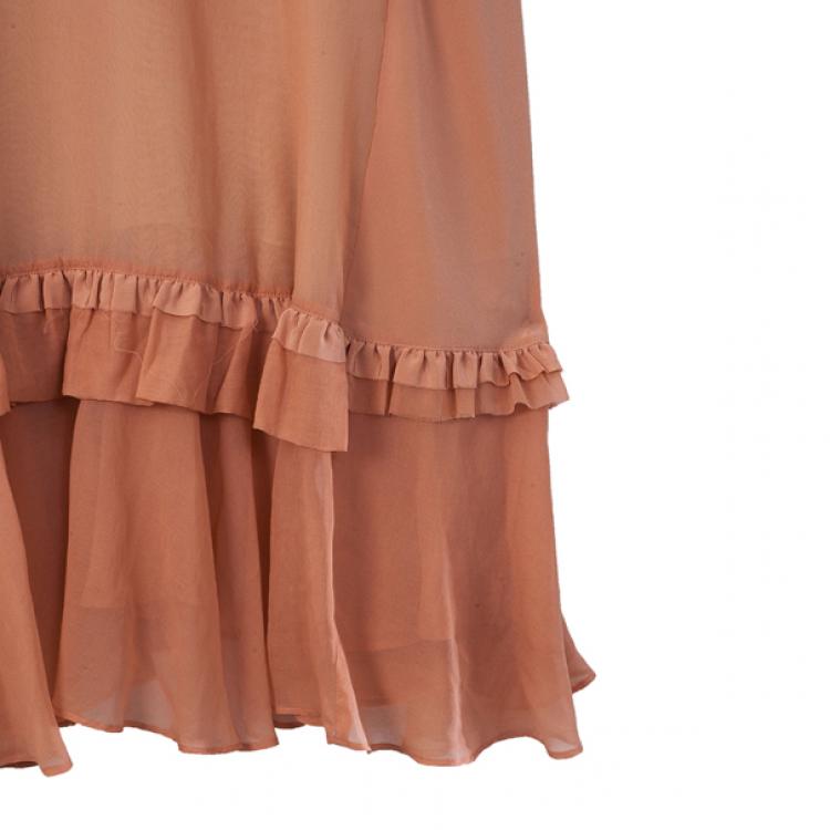 Pre Owned See By Chloe Midi Ruffled Hem Dress L