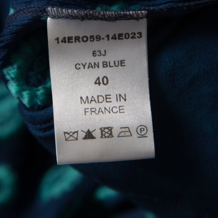 Pre Owned Chloe Cyan Blue Fil Coupe Jacquard Silk Asymmetric Midi Dress M