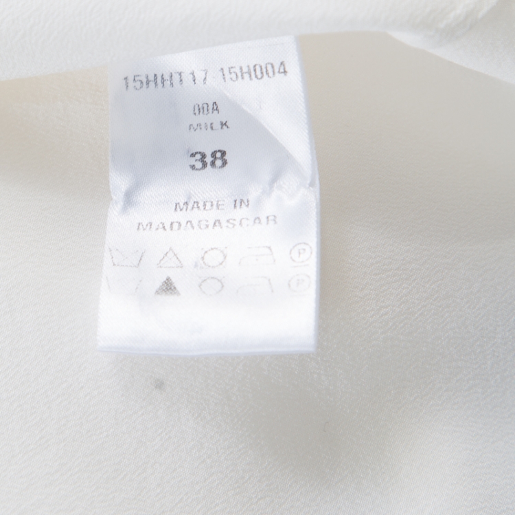 Pre Owned Chloe Milk White Crepe De Chine Button Front Long Sleeve Blouse M