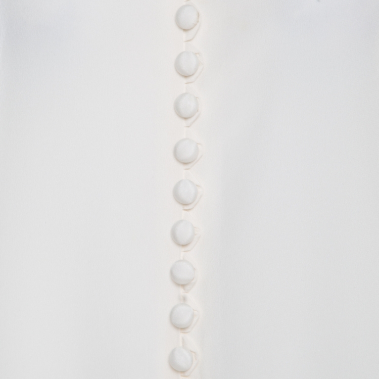 Pre Owned Chloe Milk White Crepe De Chine Button Front Long Sleeve Blouse M