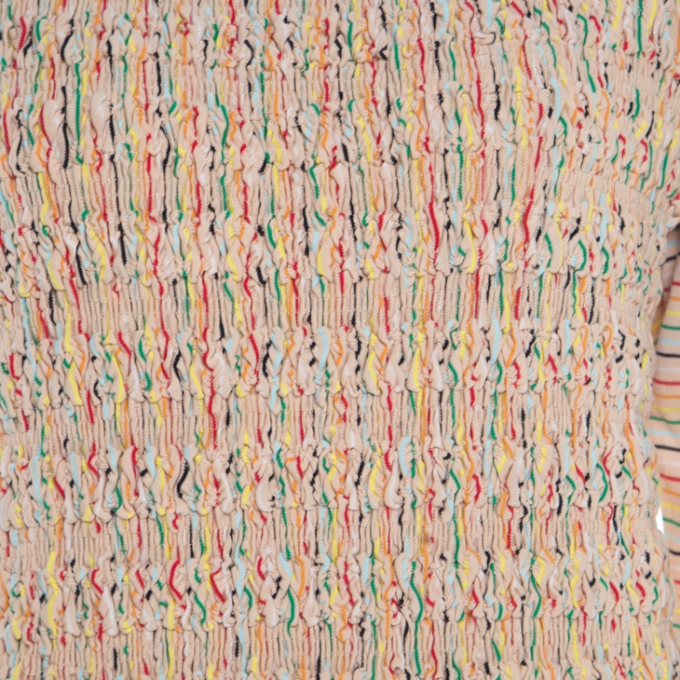 Pre Owned Chloe Rainbow Striped Ruched Panel Detail Raglan Sleeve Top XS