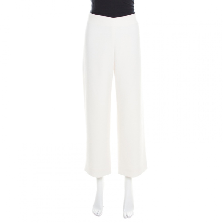 white tailored cropped trousers