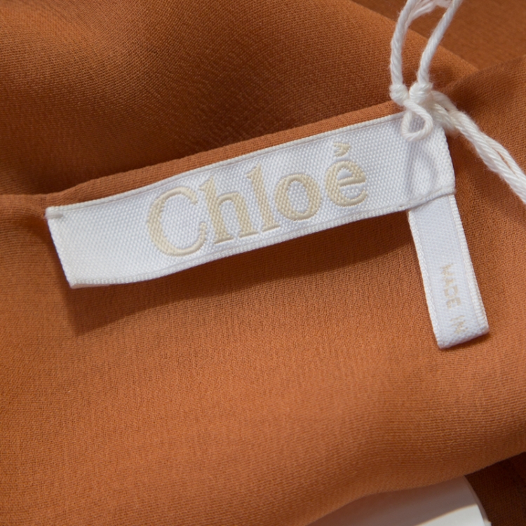 Pre Owned Chloe Orange Chiffon Lace Trimmed Camisole Top S