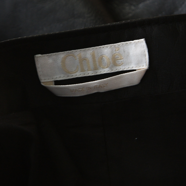 Pre Owned Chloe Black Calf Leather Mini Skirt S