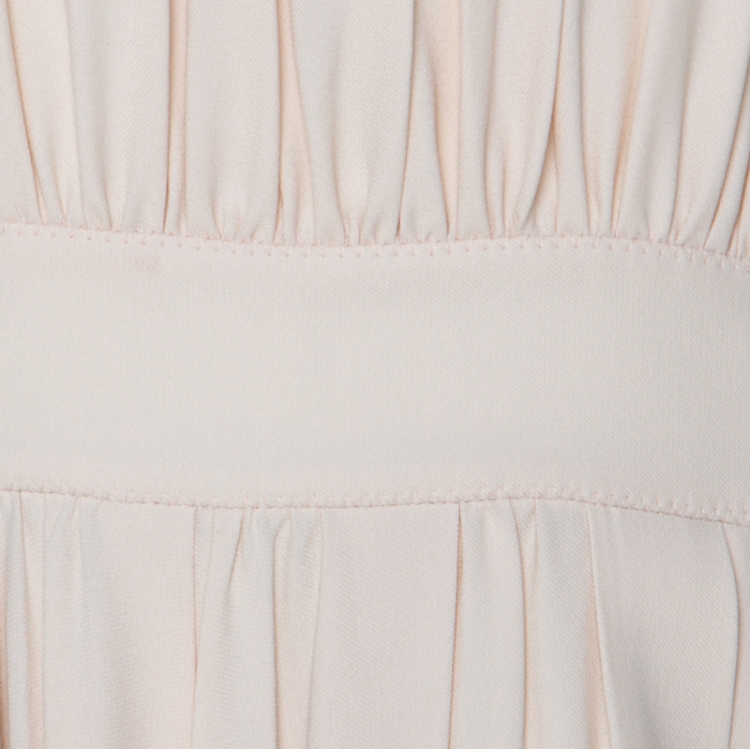 Pre Owned Chloe Cream Crepe Flared Ruffle Dress M