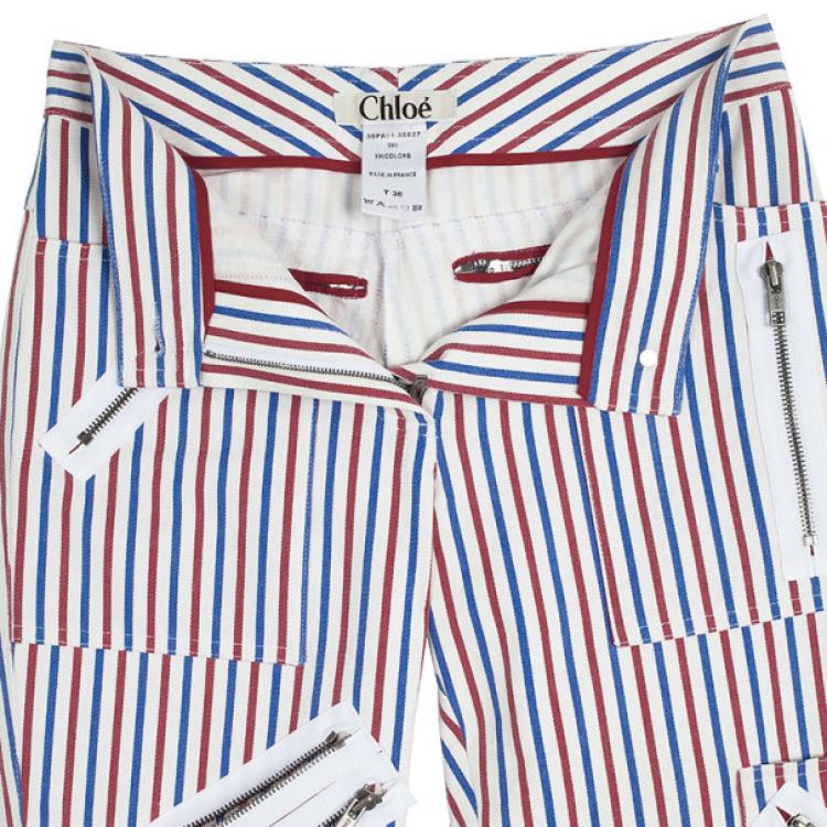 Pre Owned Chloe Striped Zipper Pants S