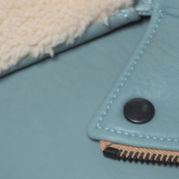 مملوكة مسبقًا Chloe Blue Leather and Shearling Biker Jacket M