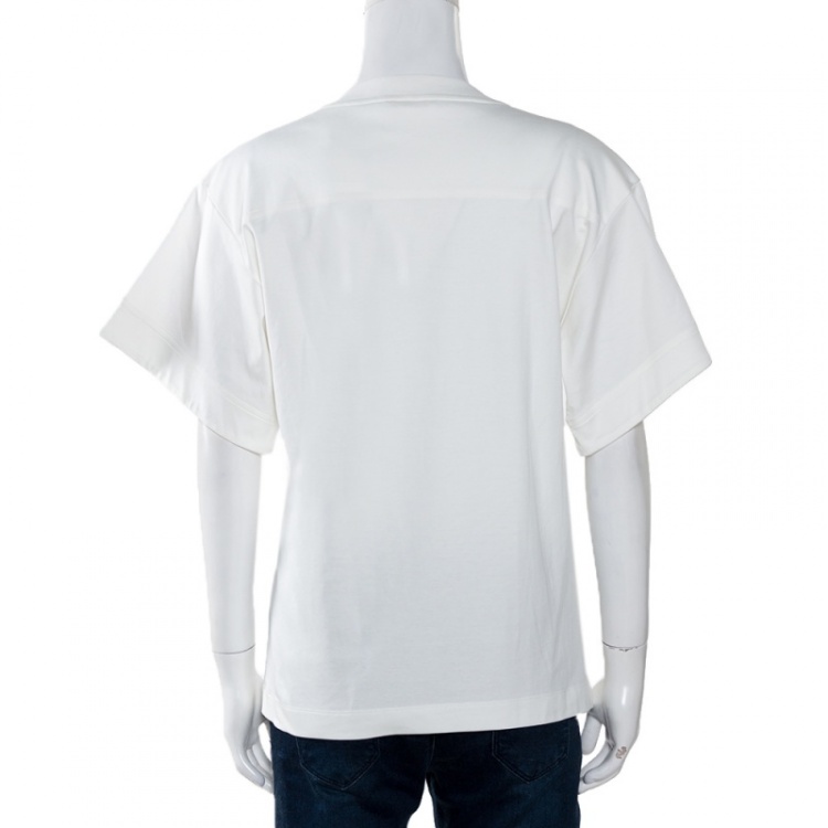 Pre Owned Chloe Off White Horse Print Cotton T-Shirt M