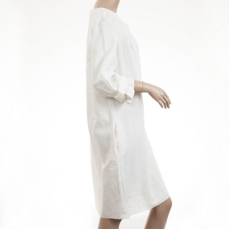 Pre Owned Chloe Cream Dress with Ruffled Sleeves L