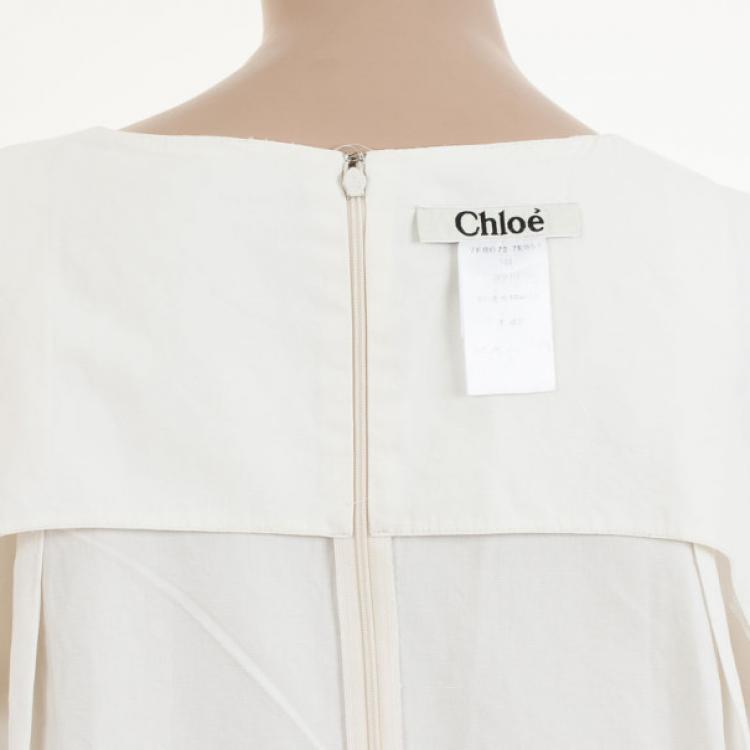 Pre Owned Chloe Cream Dress with Ruffled Sleeves L