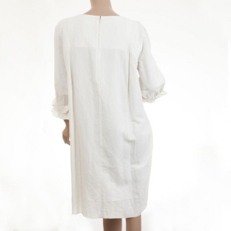 Pre Owned Chloe Cream Dress with Ruffled Sleeves L