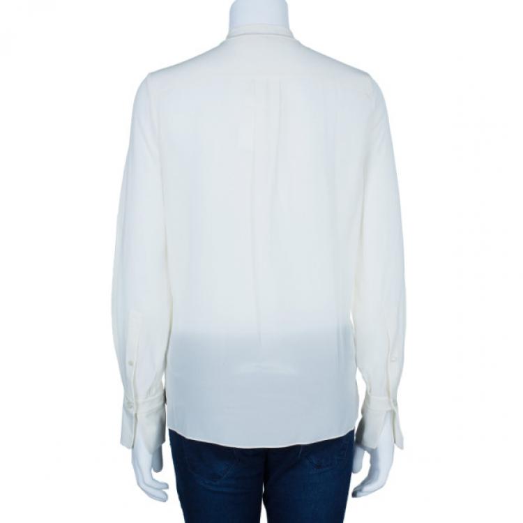 Pre Owned Chloe Off-White Silk Paneled Front Shirt S