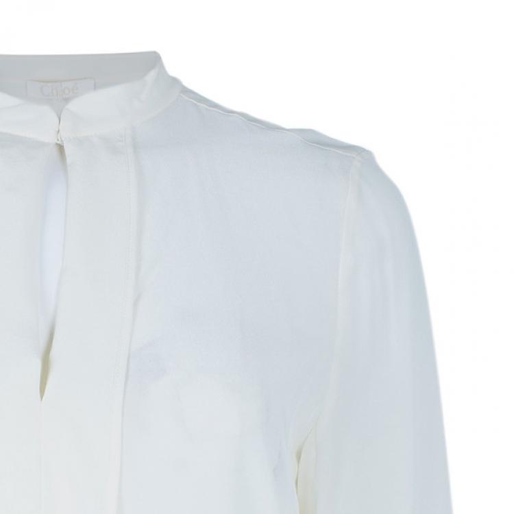 Pre Owned Chloe Off-White Silk Paneled Front Shirt S