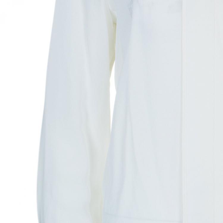 Pre Owned Chloe Off-White Silk Paneled Front Shirt S