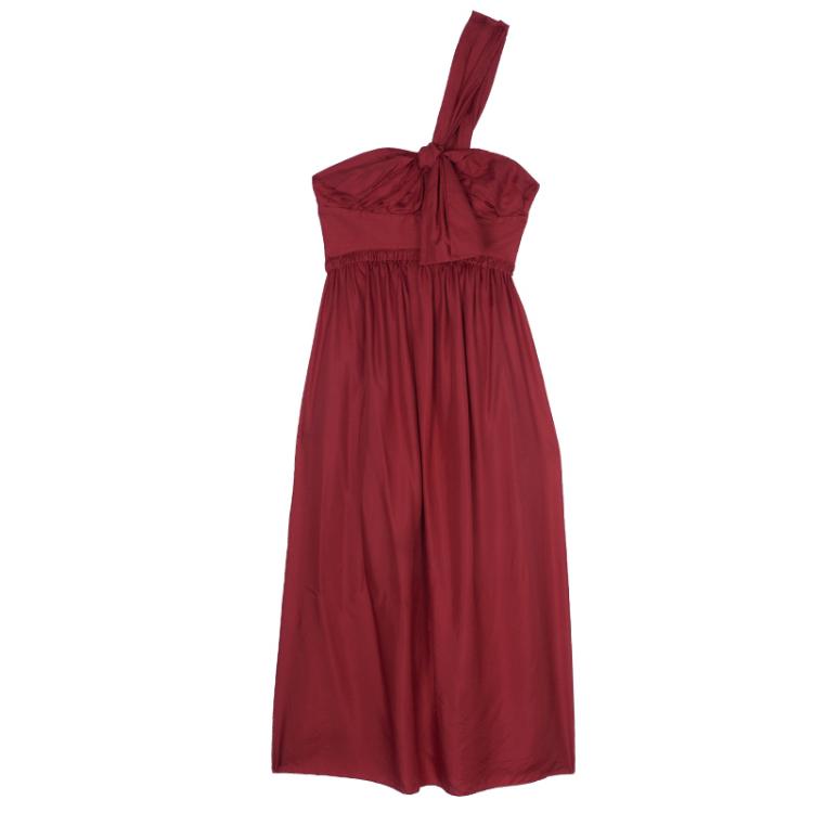 Pre Owned Chloe Asymmetrical Silk Midi Dress M