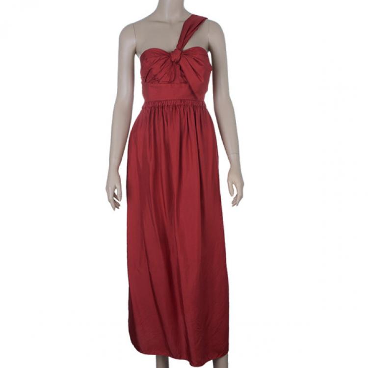 Pre Owned Chloe Asymmetrical Silk Midi Dress M