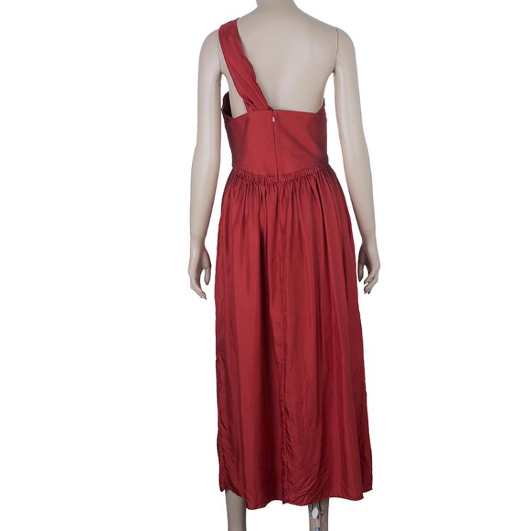Pre Owned Chloe Asymmetrical Silk Midi Dress M
