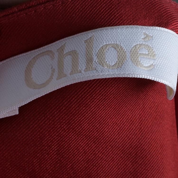 Pre Owned Chloe Asymmetrical Silk Midi Dress M