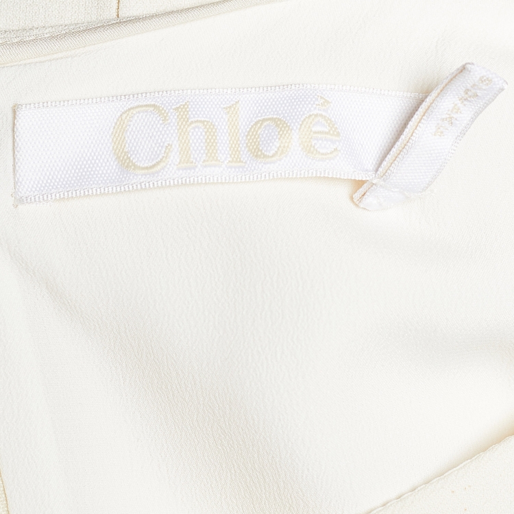 Pre Owned Chloe Pristine White Crepe Button Detail Long Sleeve Dress L