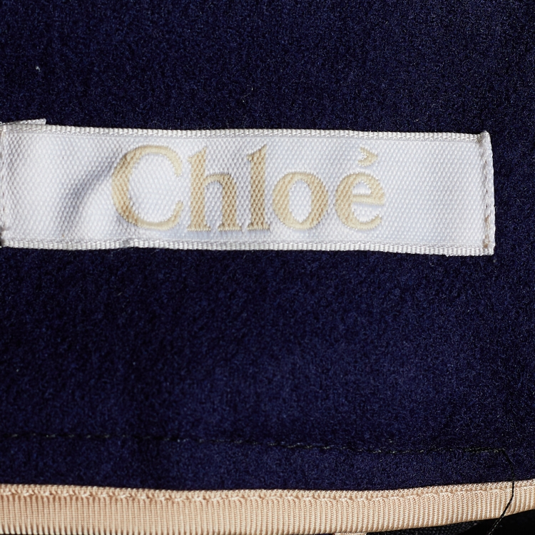 مملوكة مسبقًا Chloé Ink Blue Stretch Wool Pinafore Dress S
