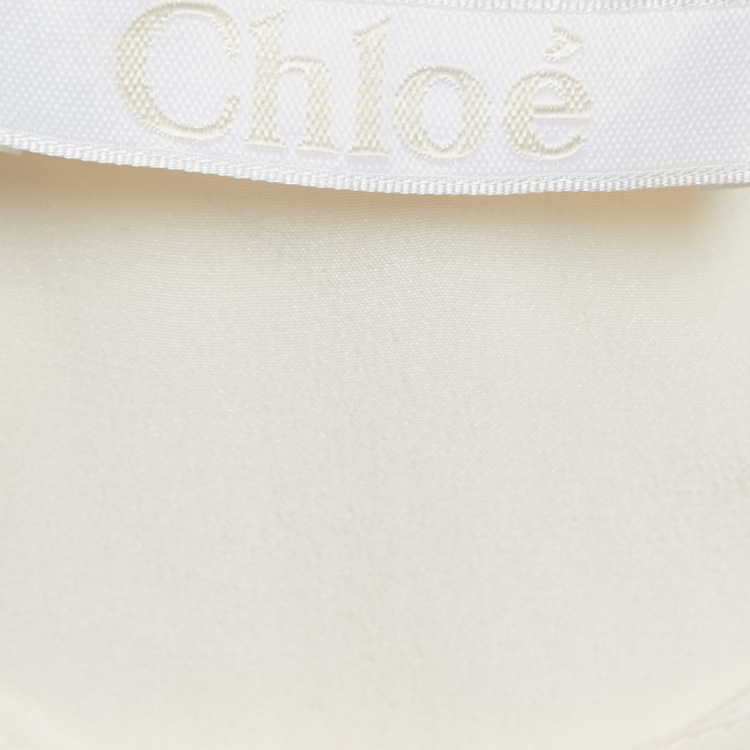 Pre Owned Chloe Cream Silk Ruffle Trim Button Down Blouse M