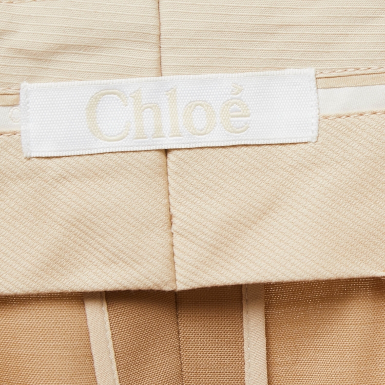 Pre Owned Chloe Brown Crepe Front Pleated Shorts S