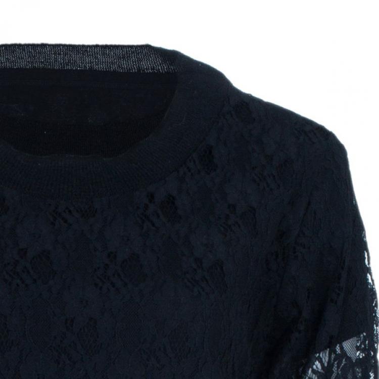 Pre Owned See by Chloe Black Lace Cotton Top M