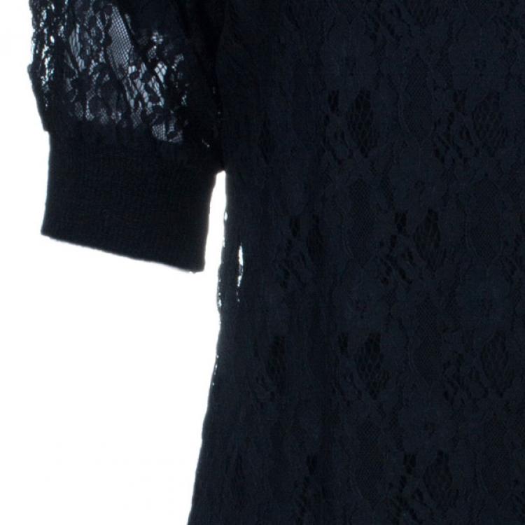 Pre Owned See by Chloe Black Lace Cotton Top M