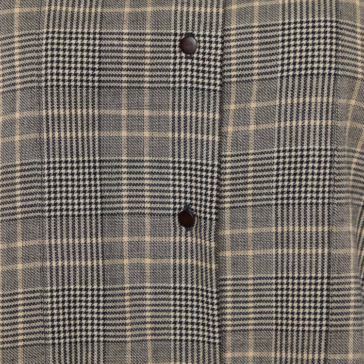 Pre Owned Chloe Beige/Black Checked Wool Double Collar Top L