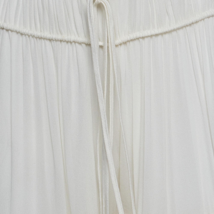 Pre Owned Chloé White Fine Sheer Crepe Gathered Detail Harem Pants S