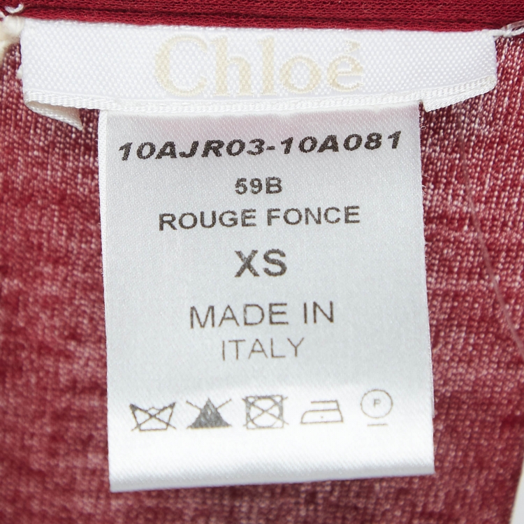 Pre Owned Chloe Red Jersey Ruched Mini Dress XS