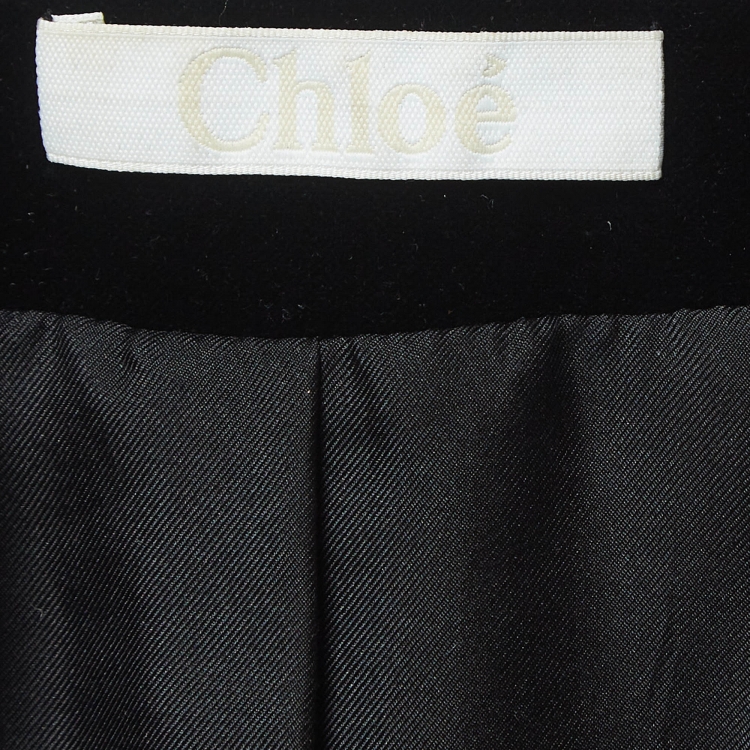 مملوكة مسبقًا Chloe Black Velvet V-Neck Flared Blazer M