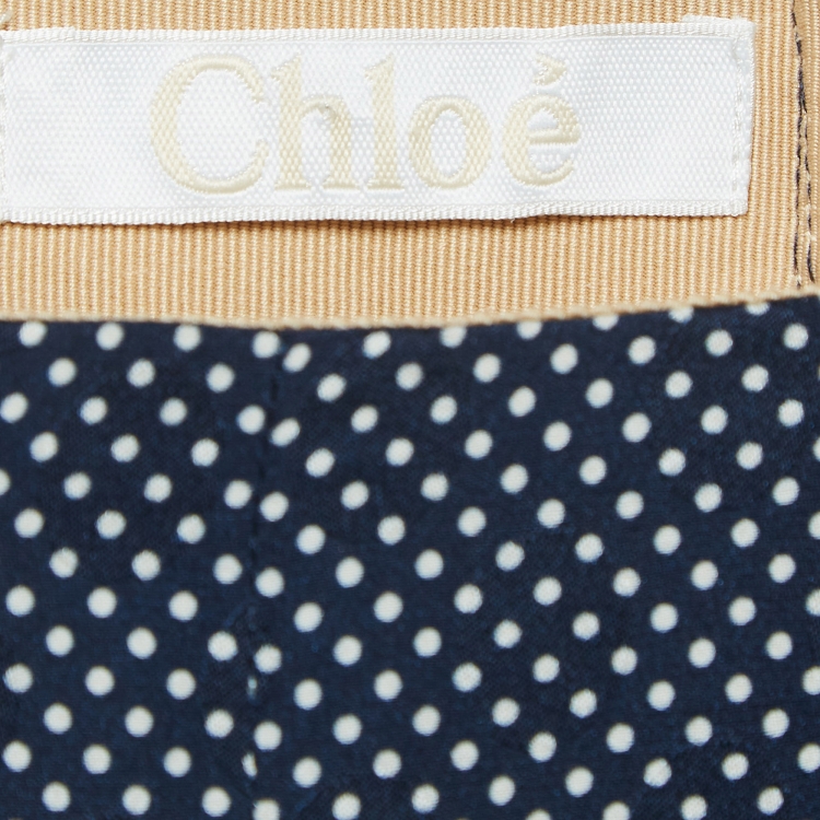 Pre Owned Chloe Blue Dotted Crepe Lace Trim Midi Skirt S