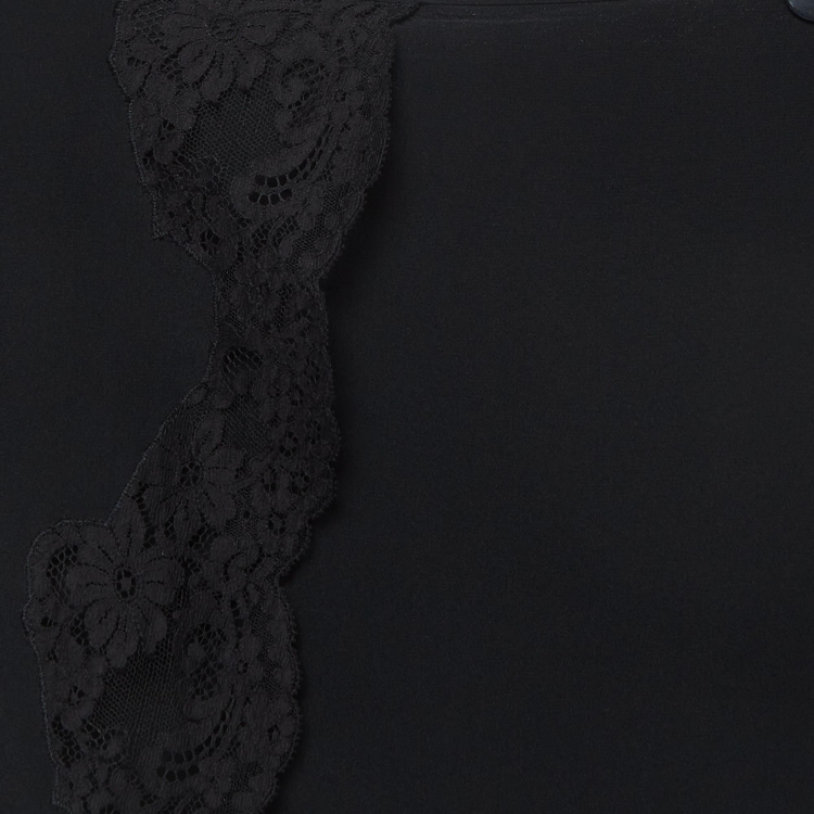 Pre Owned Chloe Black Silk Lace Trimmed Slit Midi Skirt L