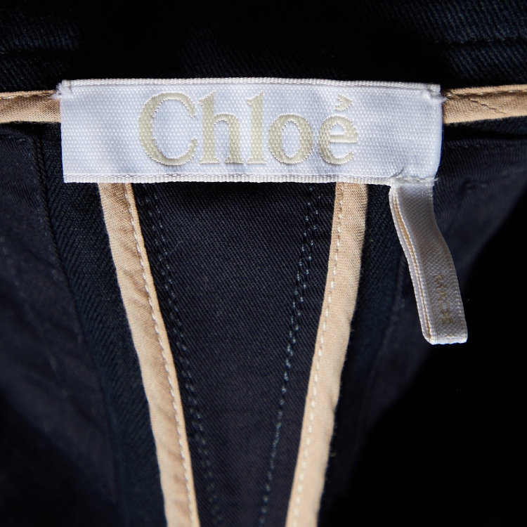 Pre Owned Chloe Anthracite Blue Linen Blend Loose Pants S