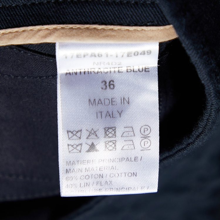 Pre Owned Chloe Anthracite Blue Linen Blend Loose Pants S