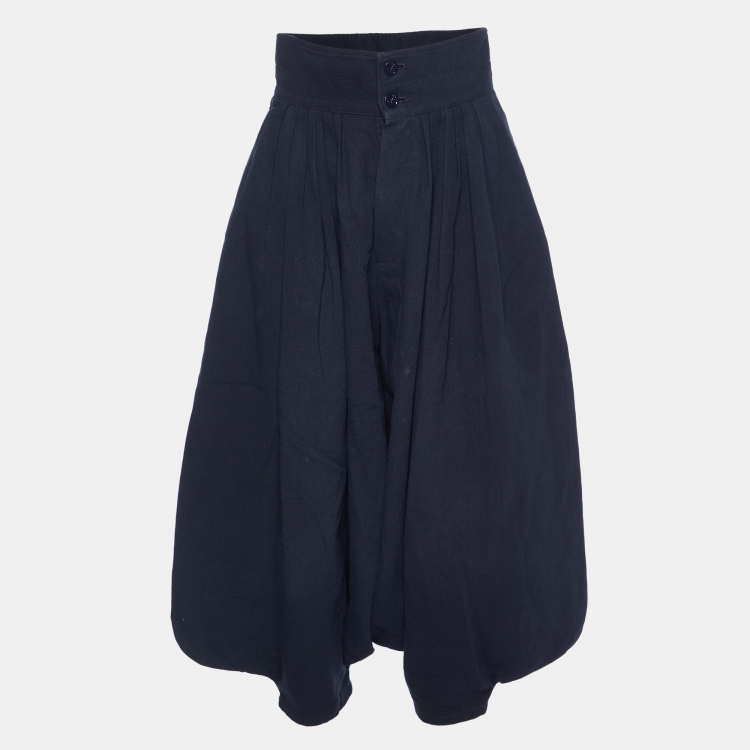Pre Owned Chloe Anthracite Blue Linen Blend Loose Pants S