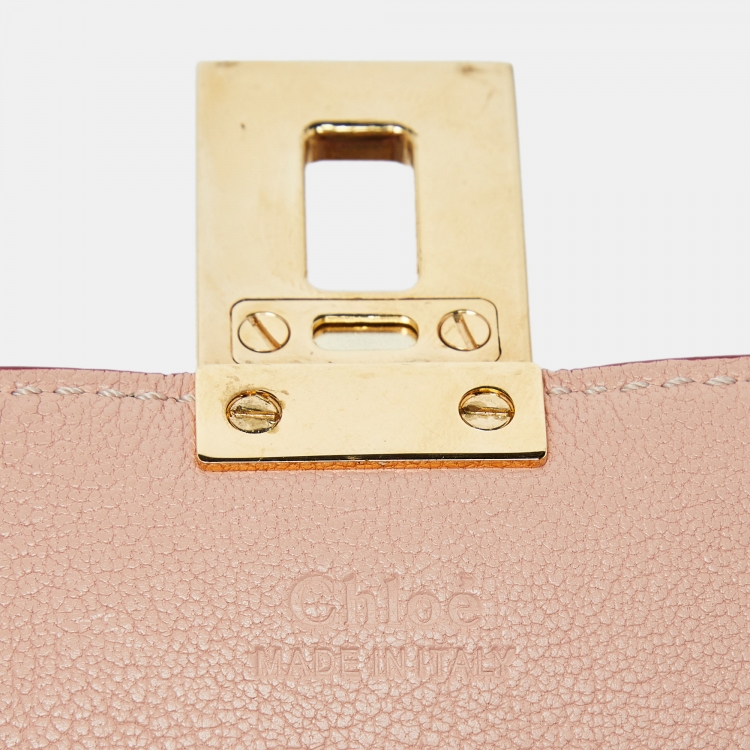 Pre Owned Chloe Pink Perforated Leather Medium Drew Shoulder Bag
