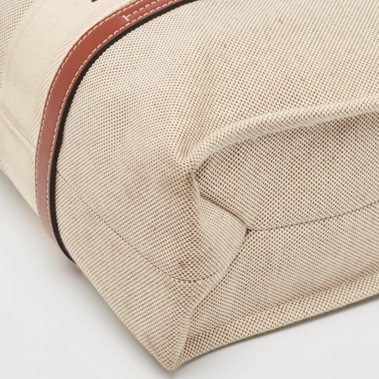 Pre Owned Chloe Beige/Brown Canvas and Leather Large Woody Tote
