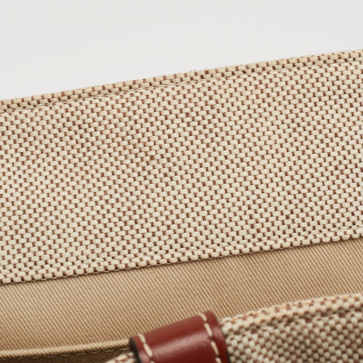Pre Owned Chloe Beige/Brown Canvas and Leather Large Woody Tote
