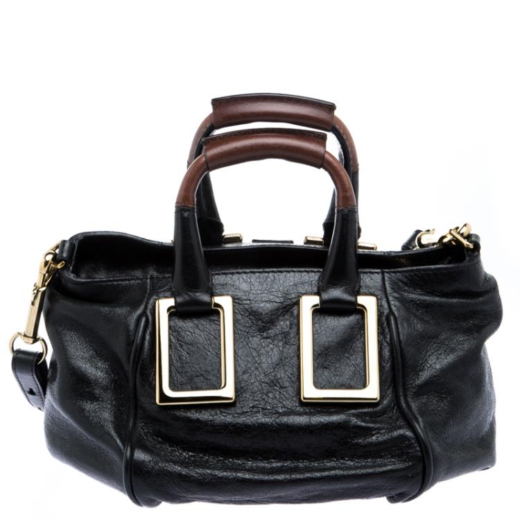 مملوكة مسبقًا Chloe Black Leather Ethel Satchel