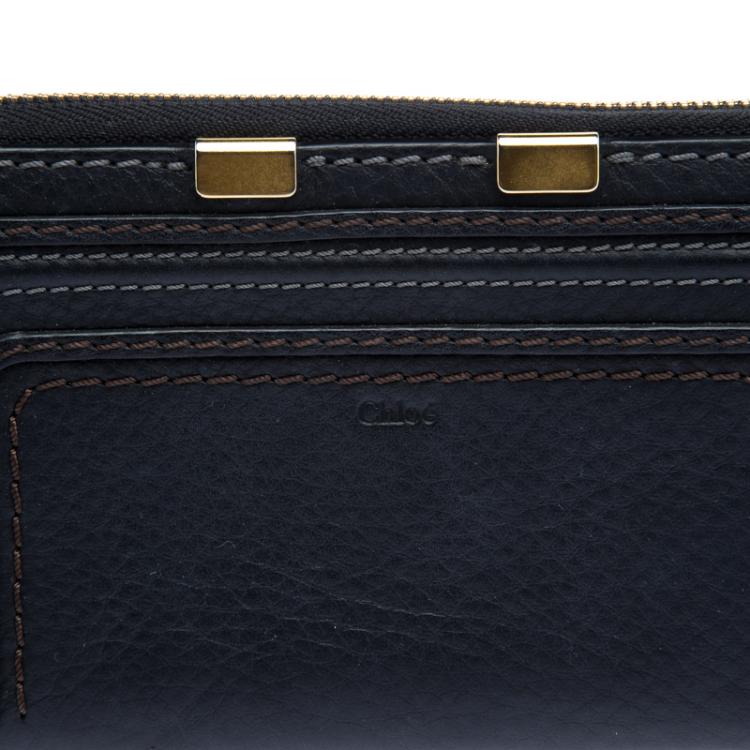 Pre Owned Chloe Black Leather Marcie Zip Around Wallet