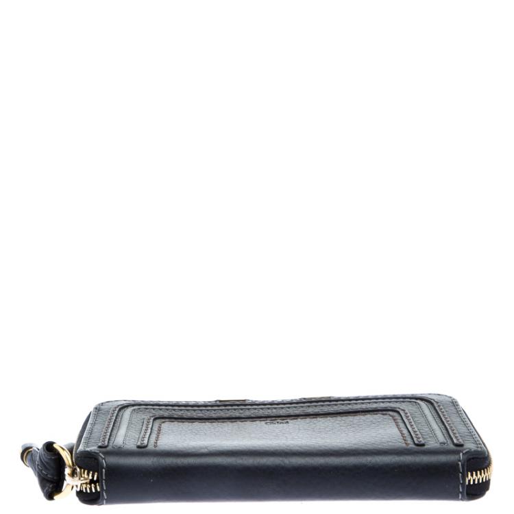 Pre Owned Chloe Black Leather Marcie Zip Around Wallet